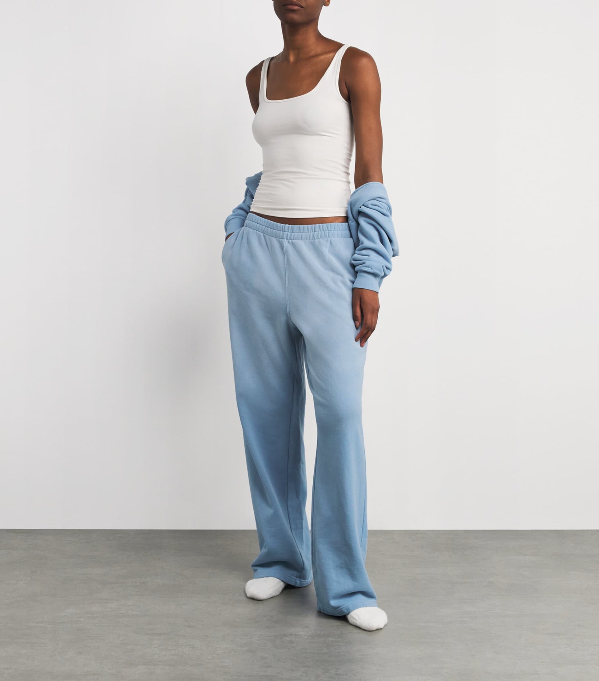Blue French Terry Low-Rise Sweatpants