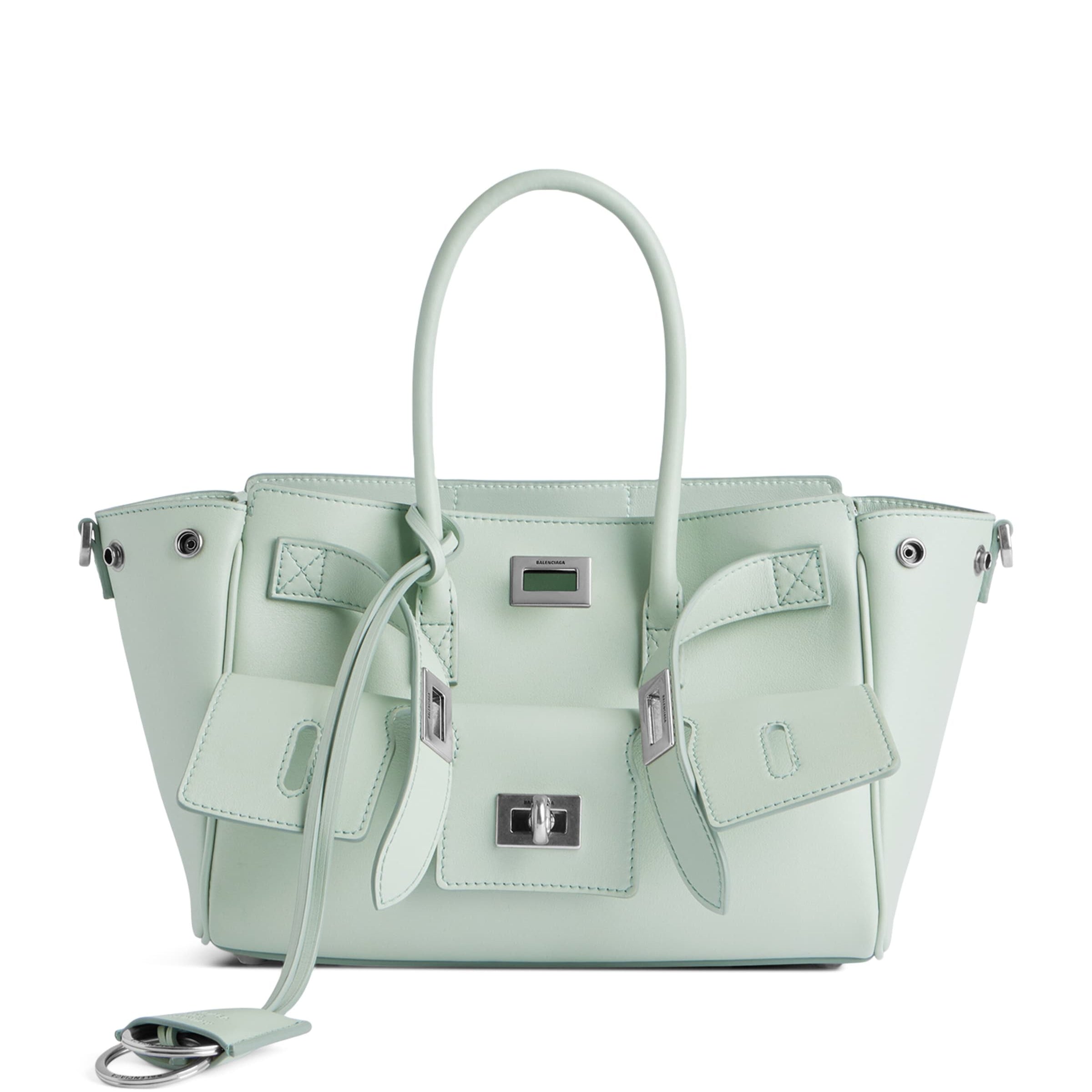 Balenciaga Green Mini Leather Bel Air Carry All Tote Bag