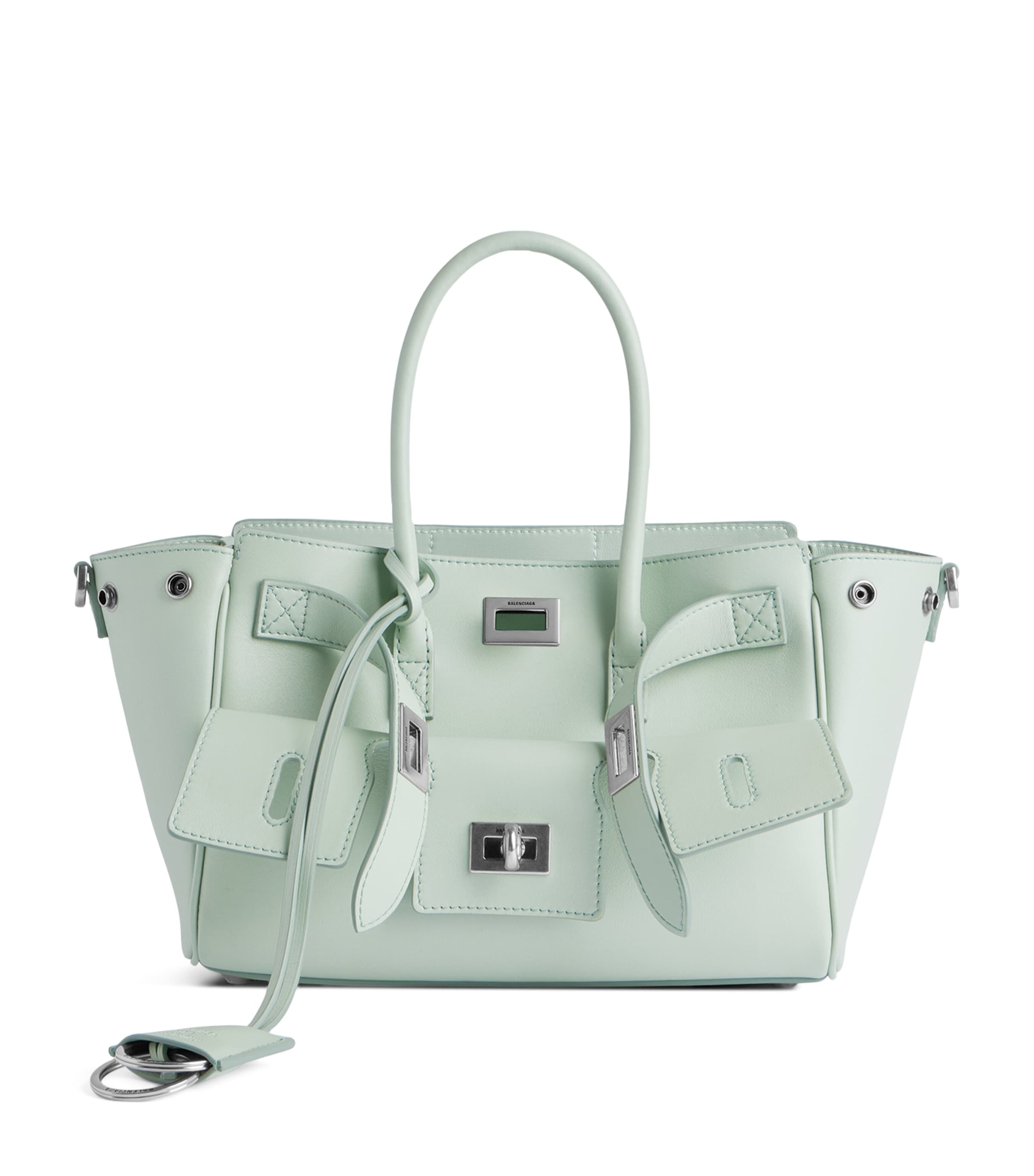 Balenciaga Green Mini Leather Bel Air Carry All Tote Bag