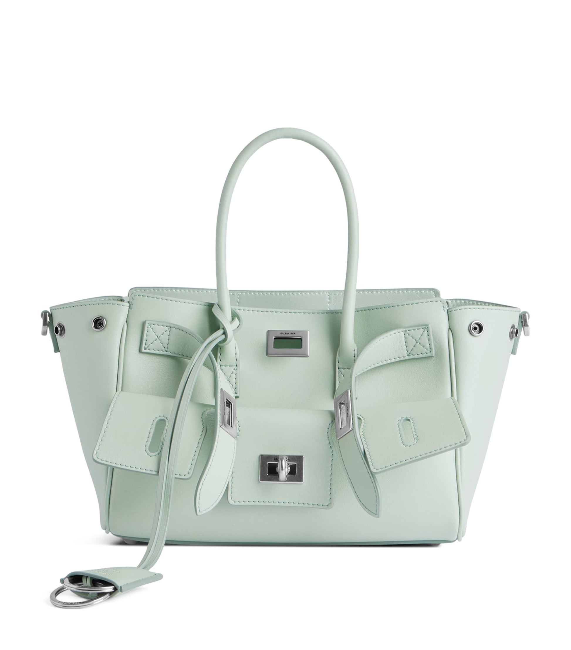 Balenciaga Green Mini Leather Bel Air Carry All Tote Bag
