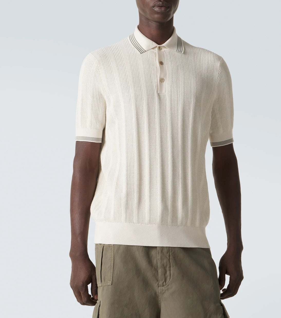 Brunello Cucinelli - Ribbed-knit cotton polo shirt