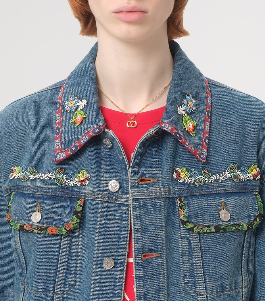 Valentino Blue Embellished Denim Jacket