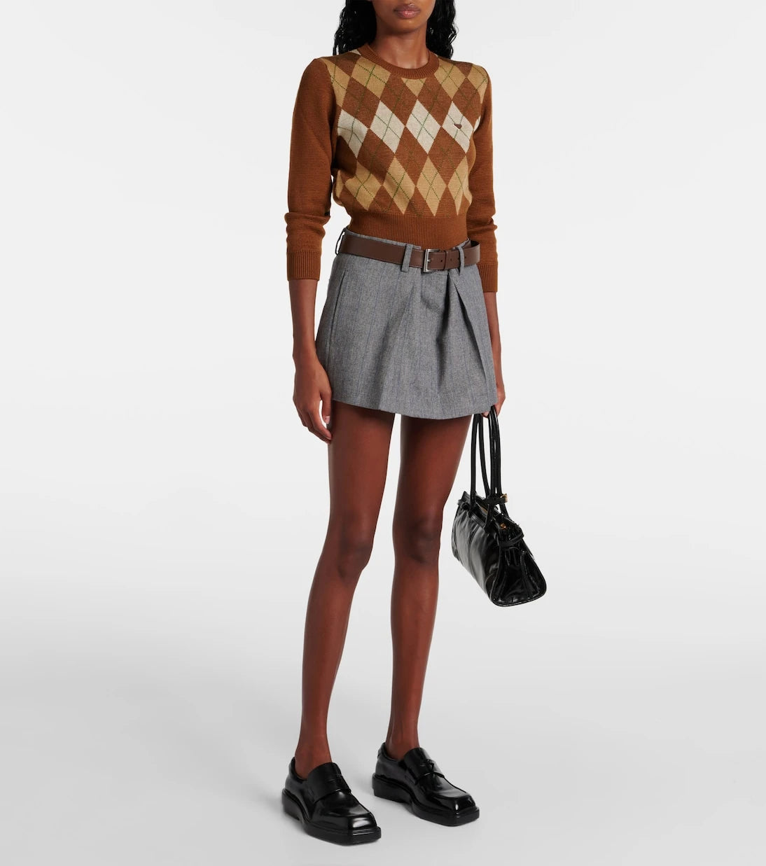 Prada - Argyle cropped wool sweater