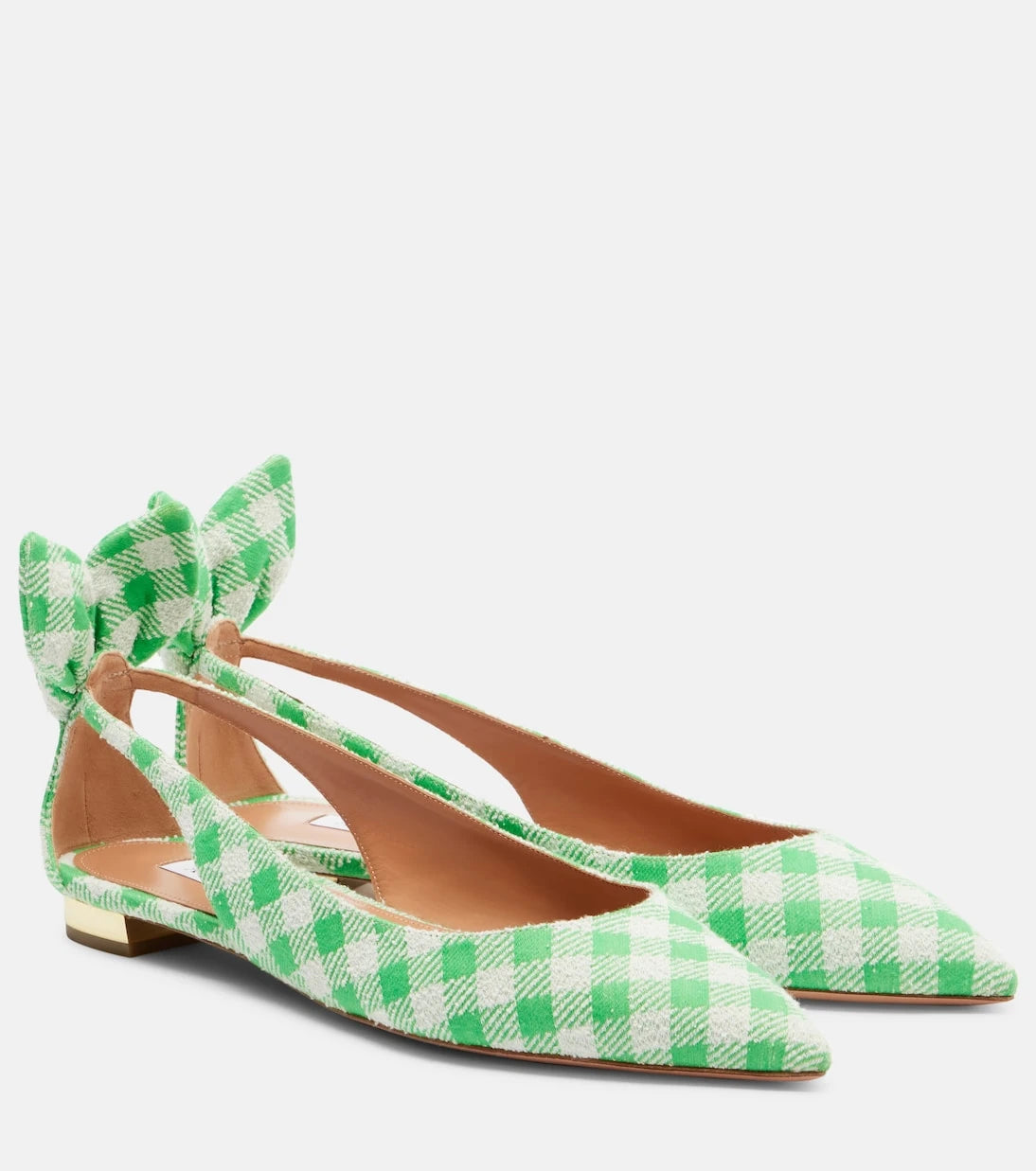 Aquazzura - Bow Tie bow-detail checked ballet flats