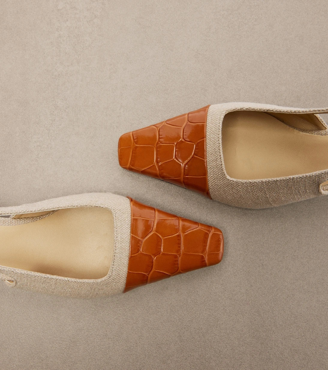 Tod's - Deri detaylı kanvas slingback topuklu ayakkabı