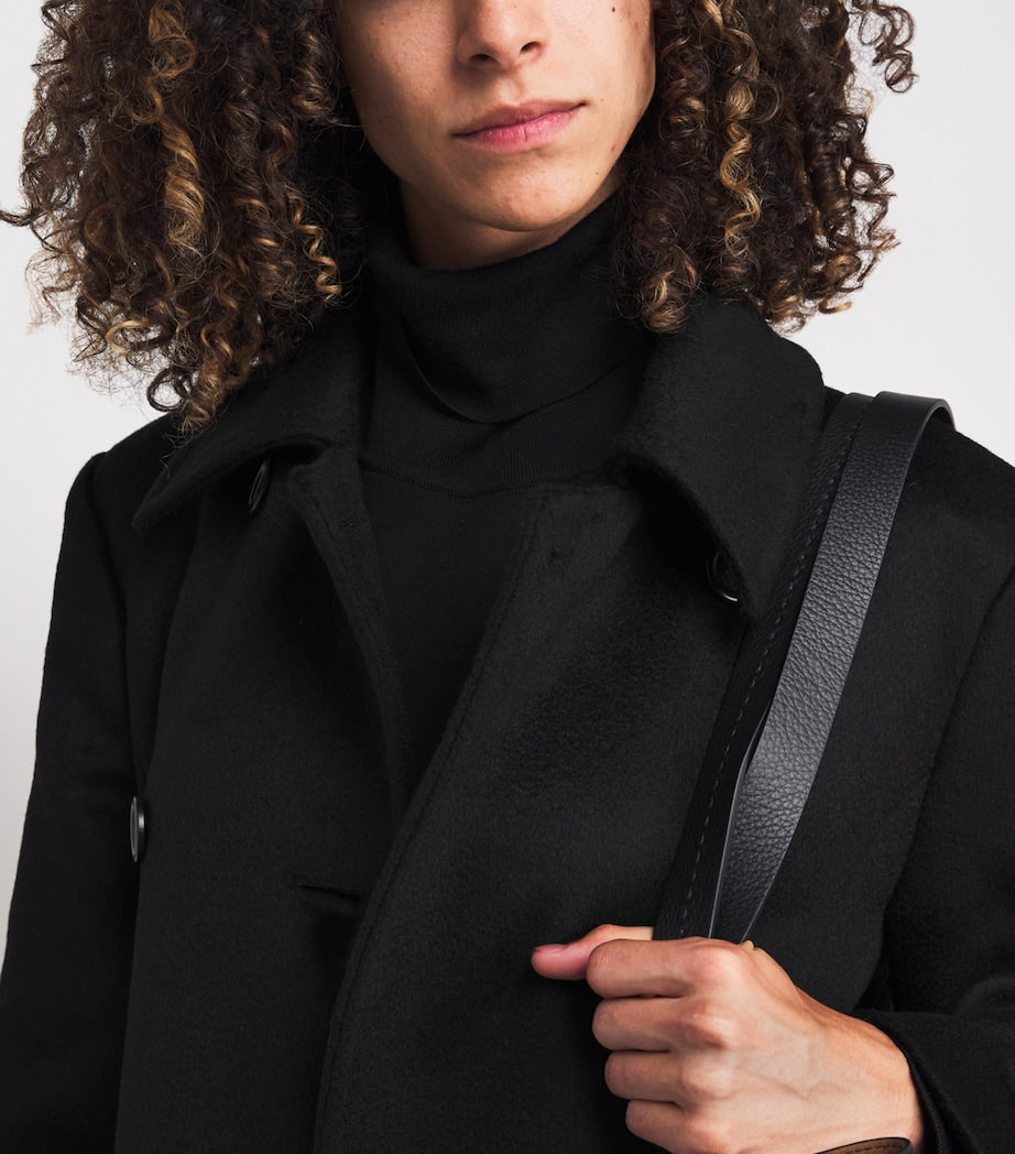 Black Camelwool Collared Coat