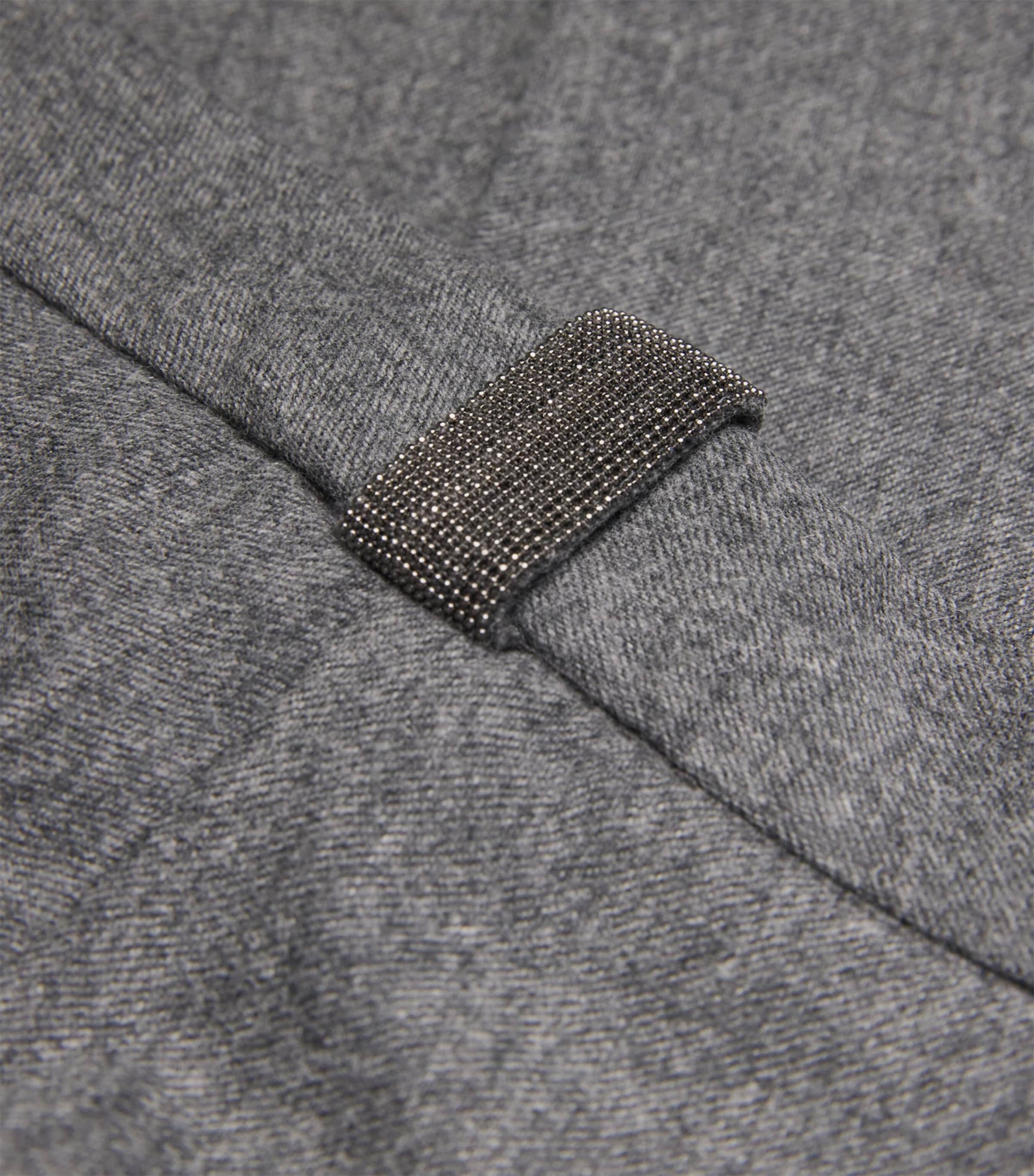 Grey Wool-Cashmere High-Rise Straight Trousers