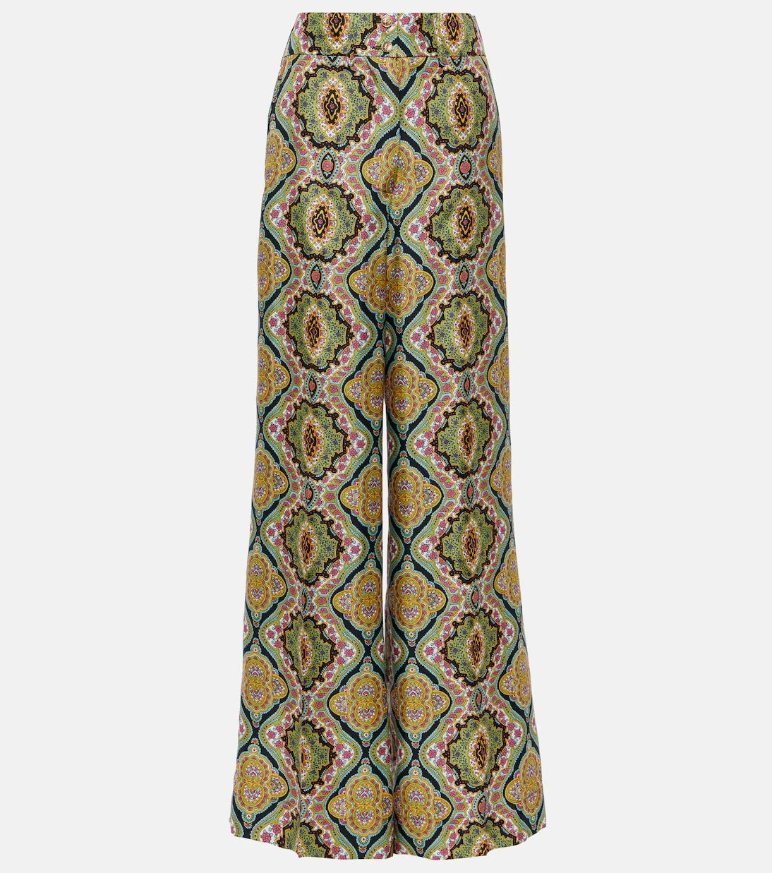 Etro - Printed silk wide-leg pants