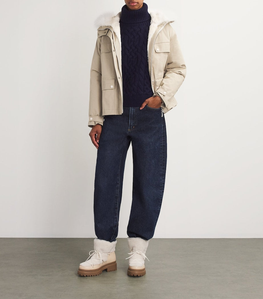 Canvas Fur-Trim Parka Jacket