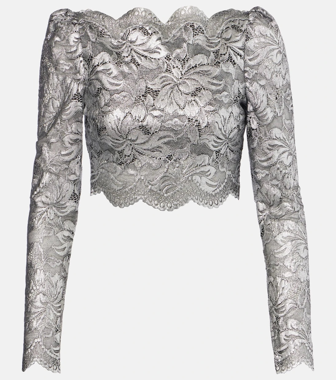 Rabanne - Floral cropped lace top