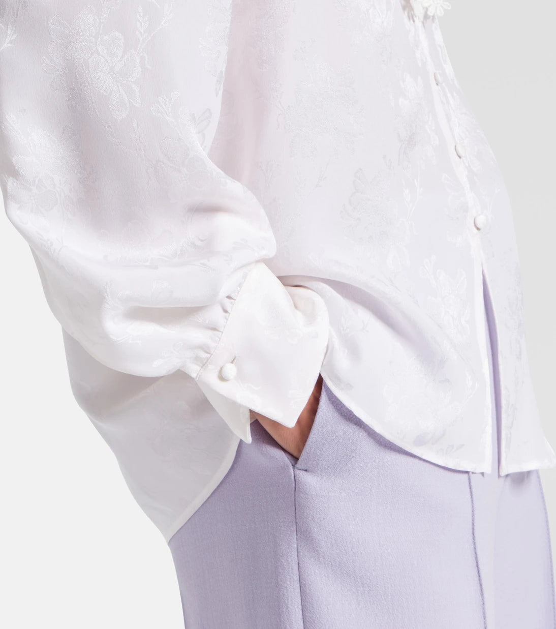 Chloé - Lace-trimmed floral jacquard silk blouse