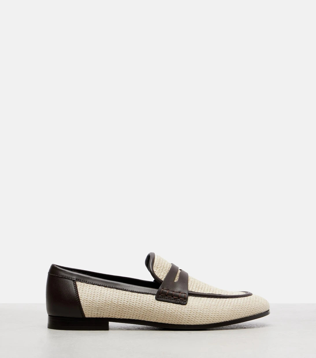 Brunello Cucinelli - Woven leather-trimmed penny loafers