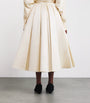 A.W.A.K.E. Mode Ivory Satin Pleated Midi Skirt