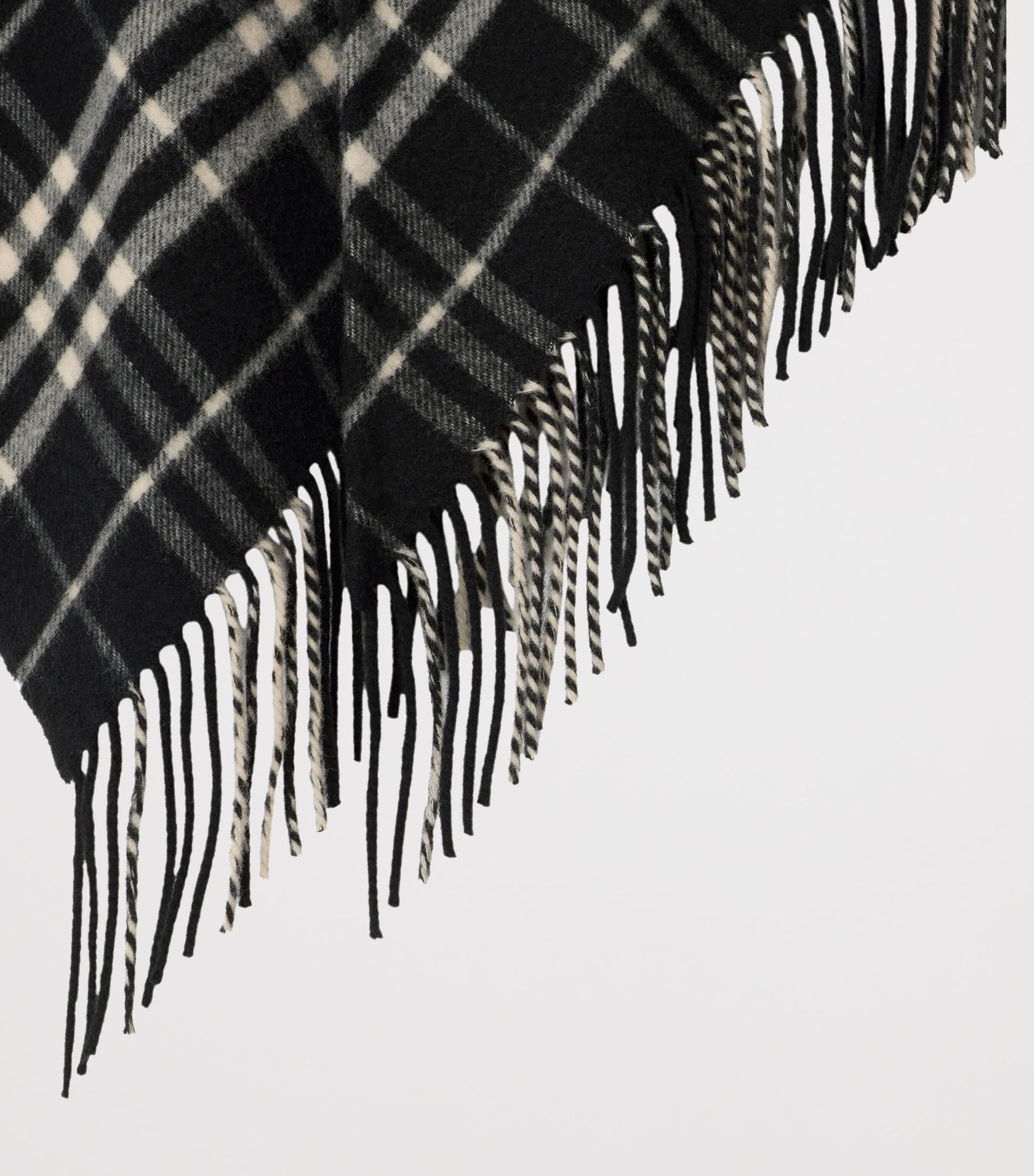 Burberry Black Wool-Cashmere Check Cape