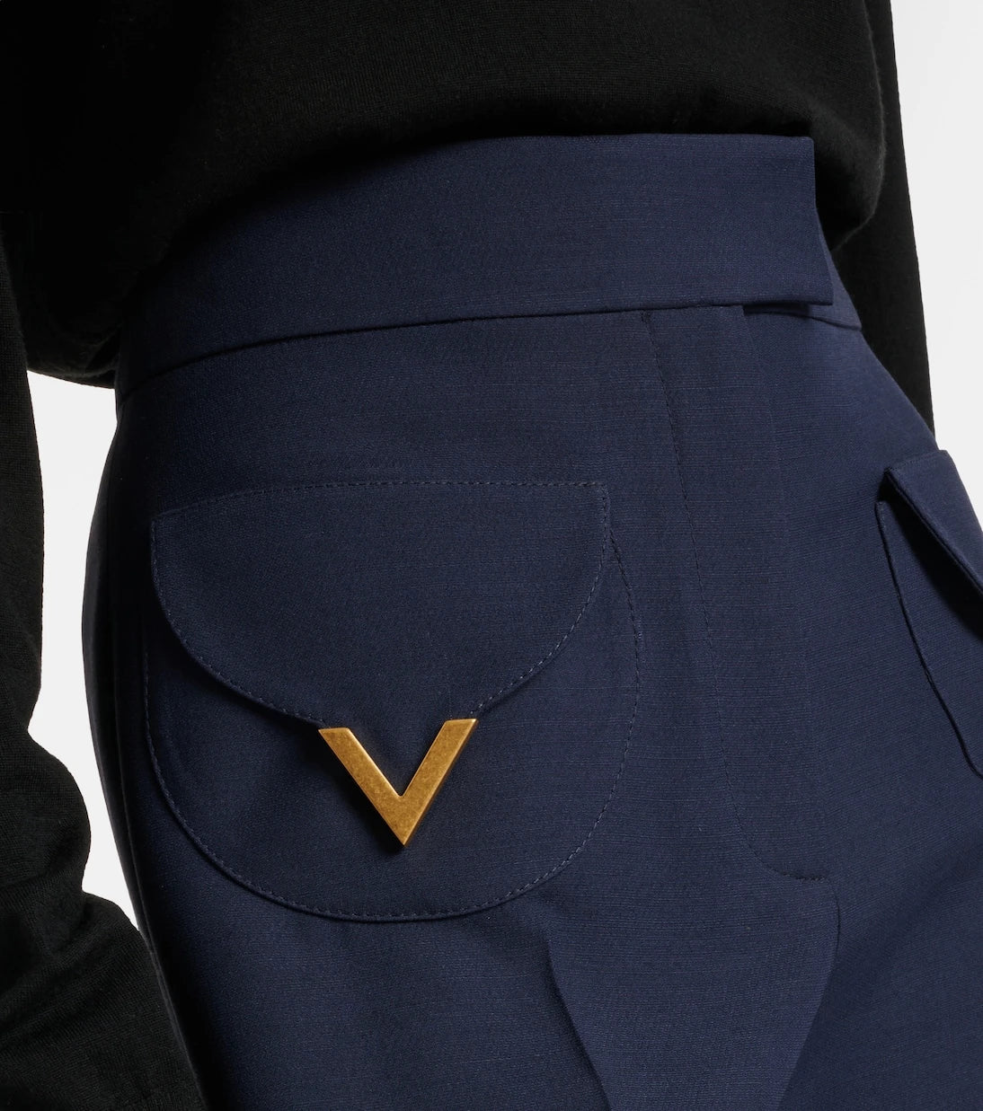 Valentino - Crepe Couture VGold wide-leg pants