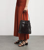 Toteme Brown Leather Croc-Embossed Bucket Shoulder Bag