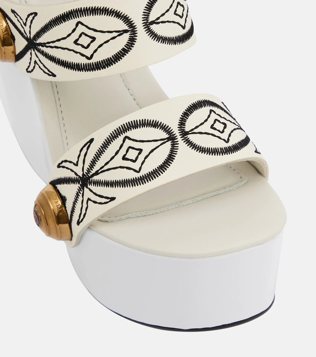 Pucci - Embroidered leather wedge sandals
