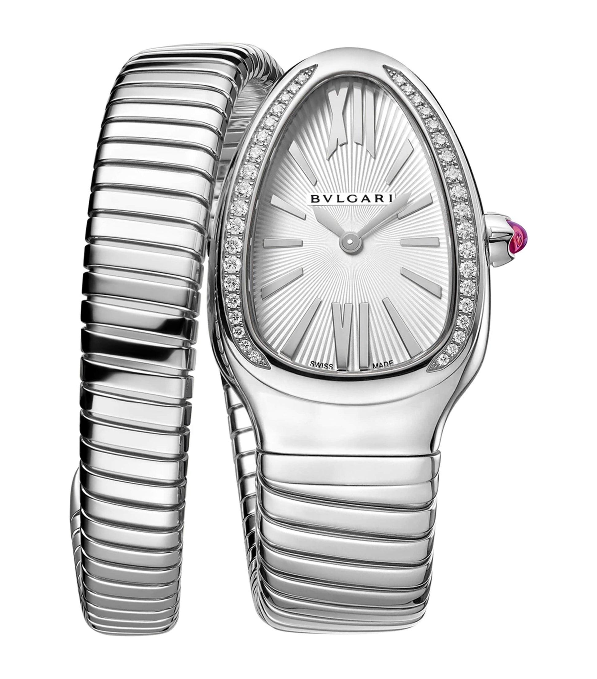 Stainless Steel and Diamond Serpenti Tubogas Watch 35mm