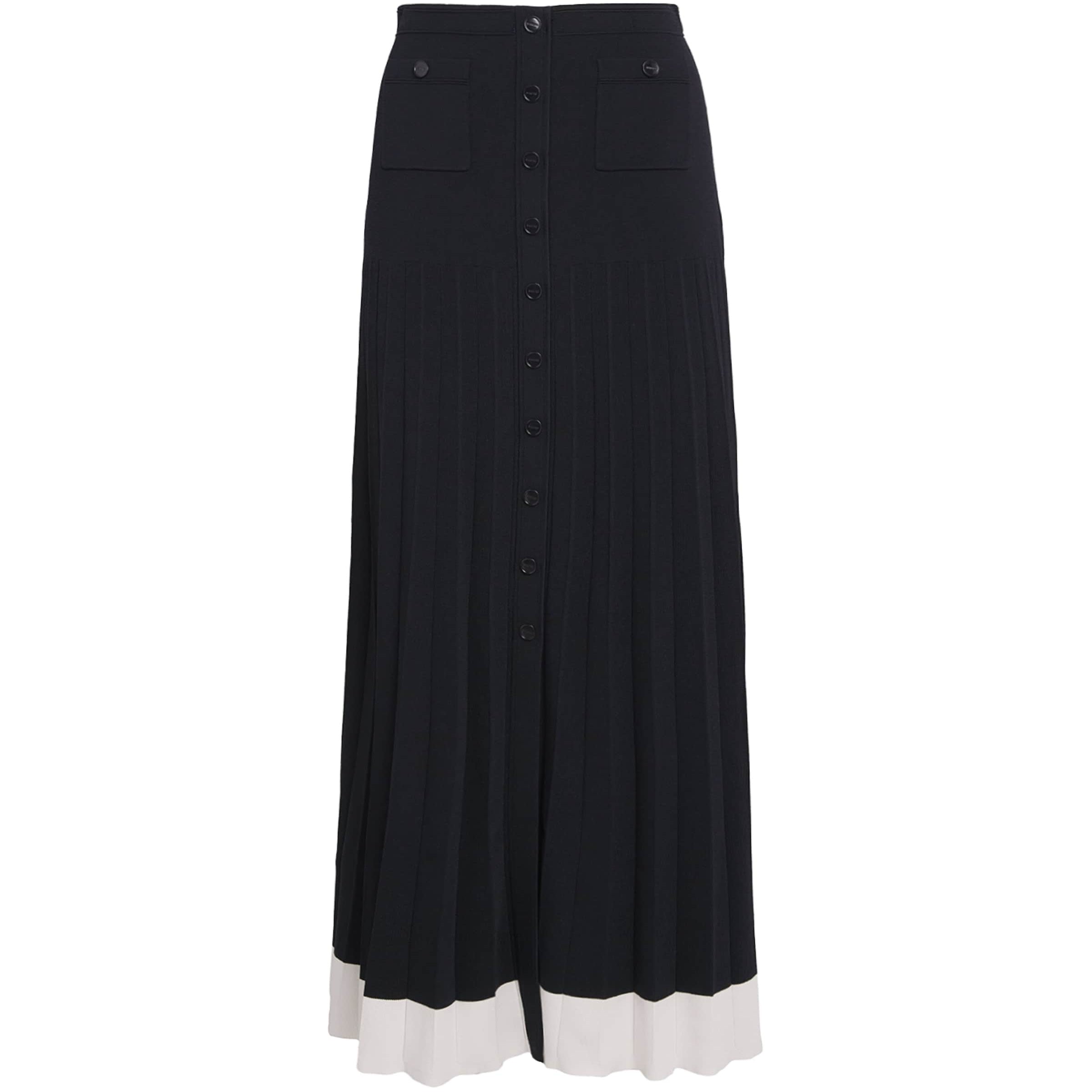 Contrast-Trim Knitted Maxi Skirt NAVY BLUE