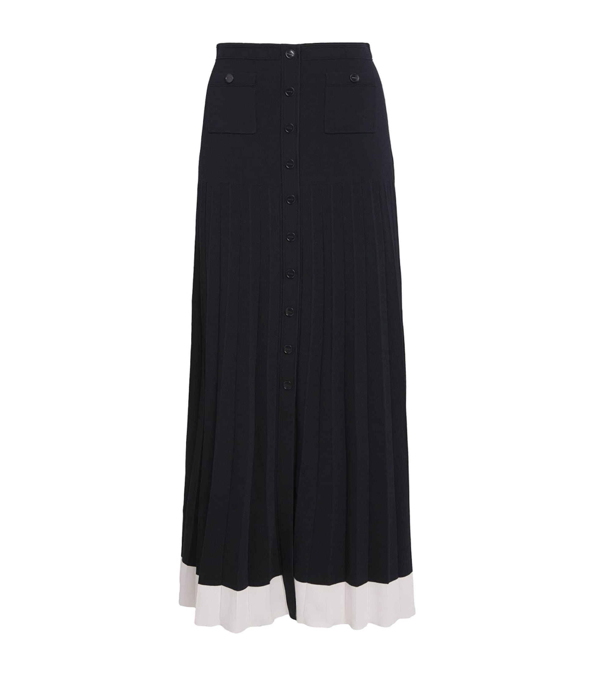 Contrast-Trim Knitted Maxi Skirt NAVY BLUE
