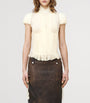 Gold Silk Chiffon Pleated Top