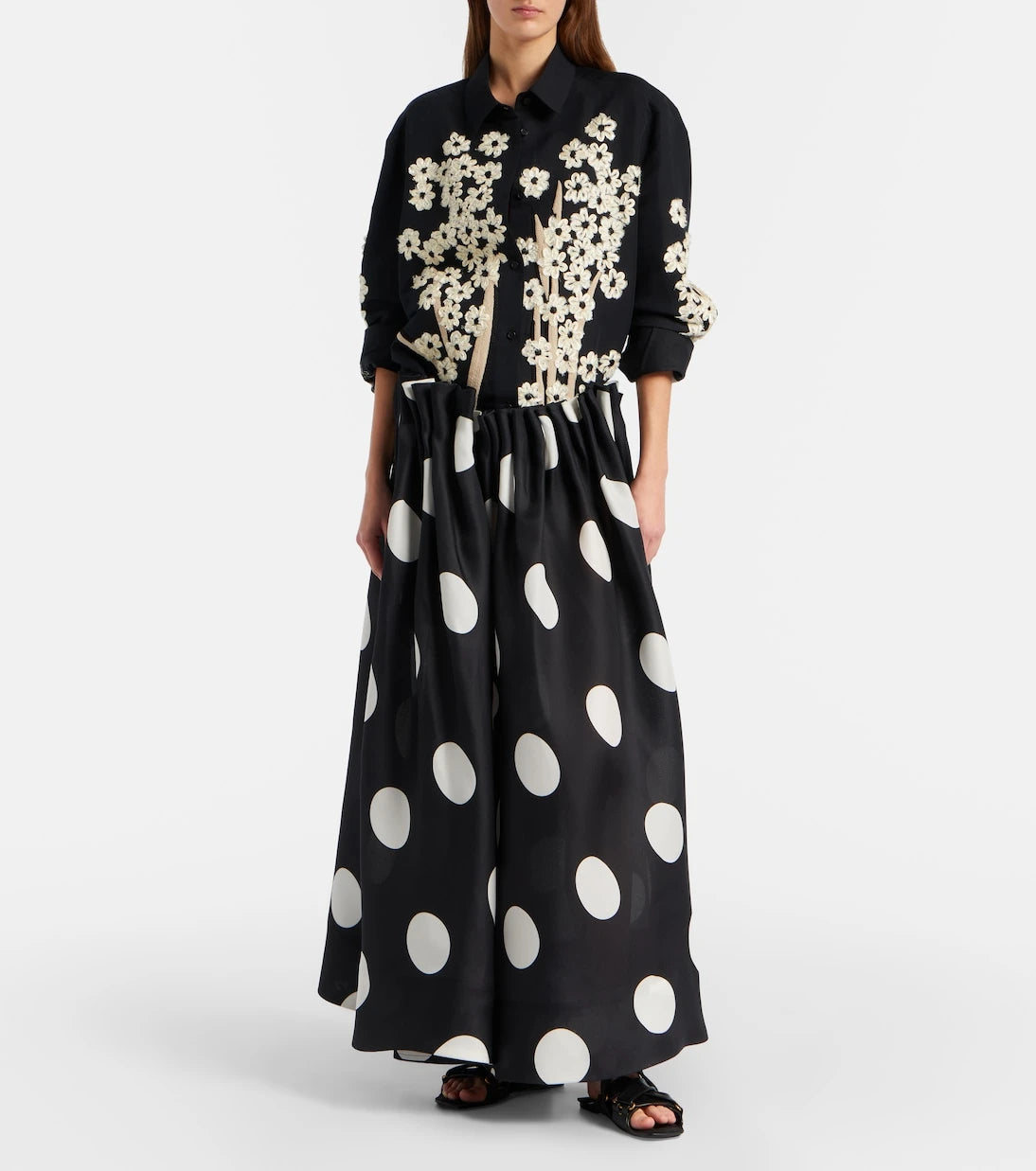 Khaite - Riley polka-dot silk maxi skirt