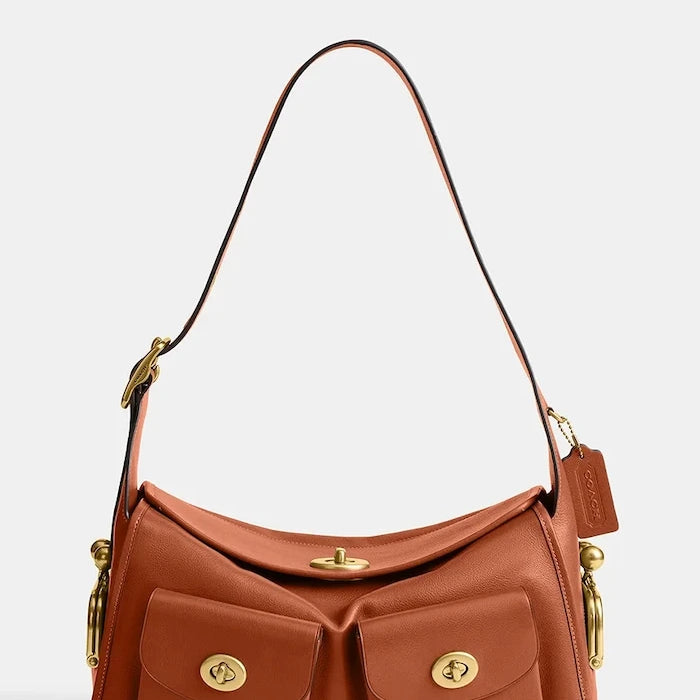 Coach чанта тип хобо дамска от кожа Turnlock Haversack Bag