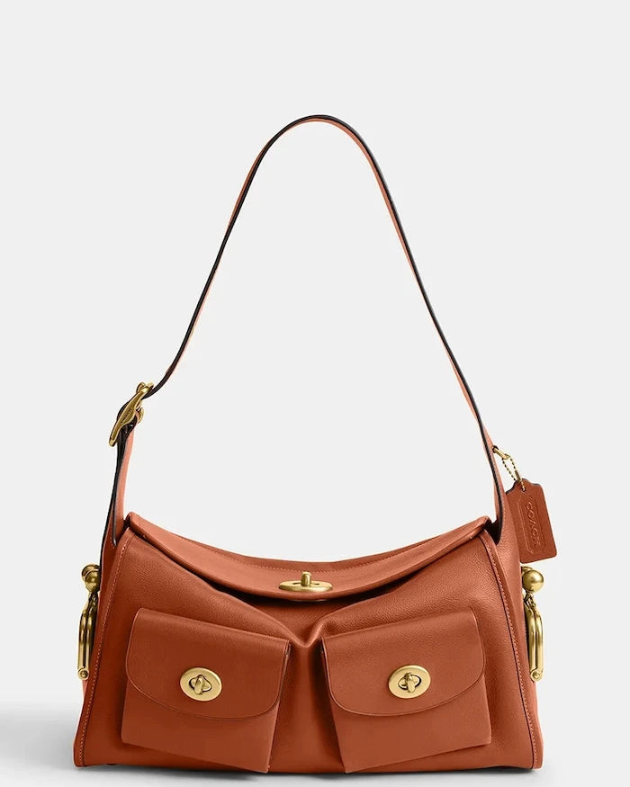 Coach чанта тип хобо дамска от кожа Turnlock Haversack Bag