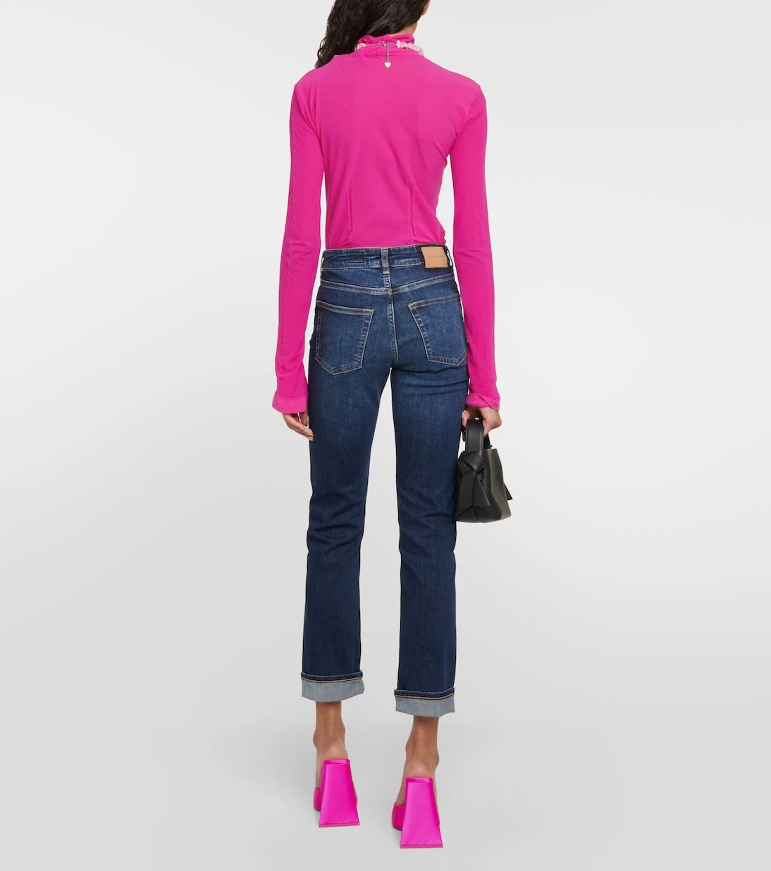 AG Jeans - بنطلون جينز سليم بقصة "جيرل فريند" وخصر متوسط الارتفاع