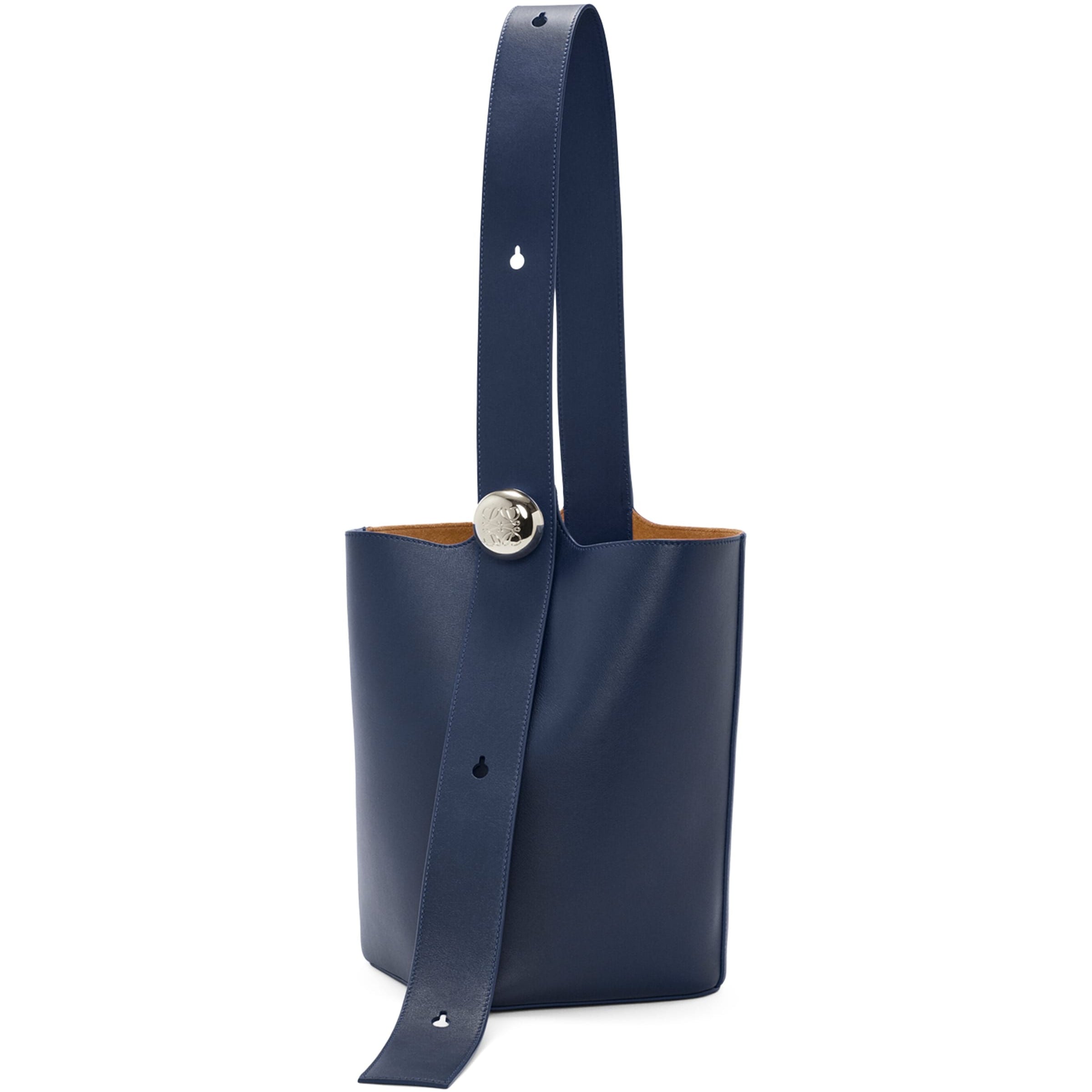 Blue Medium Leather Pebble Bucket Bag