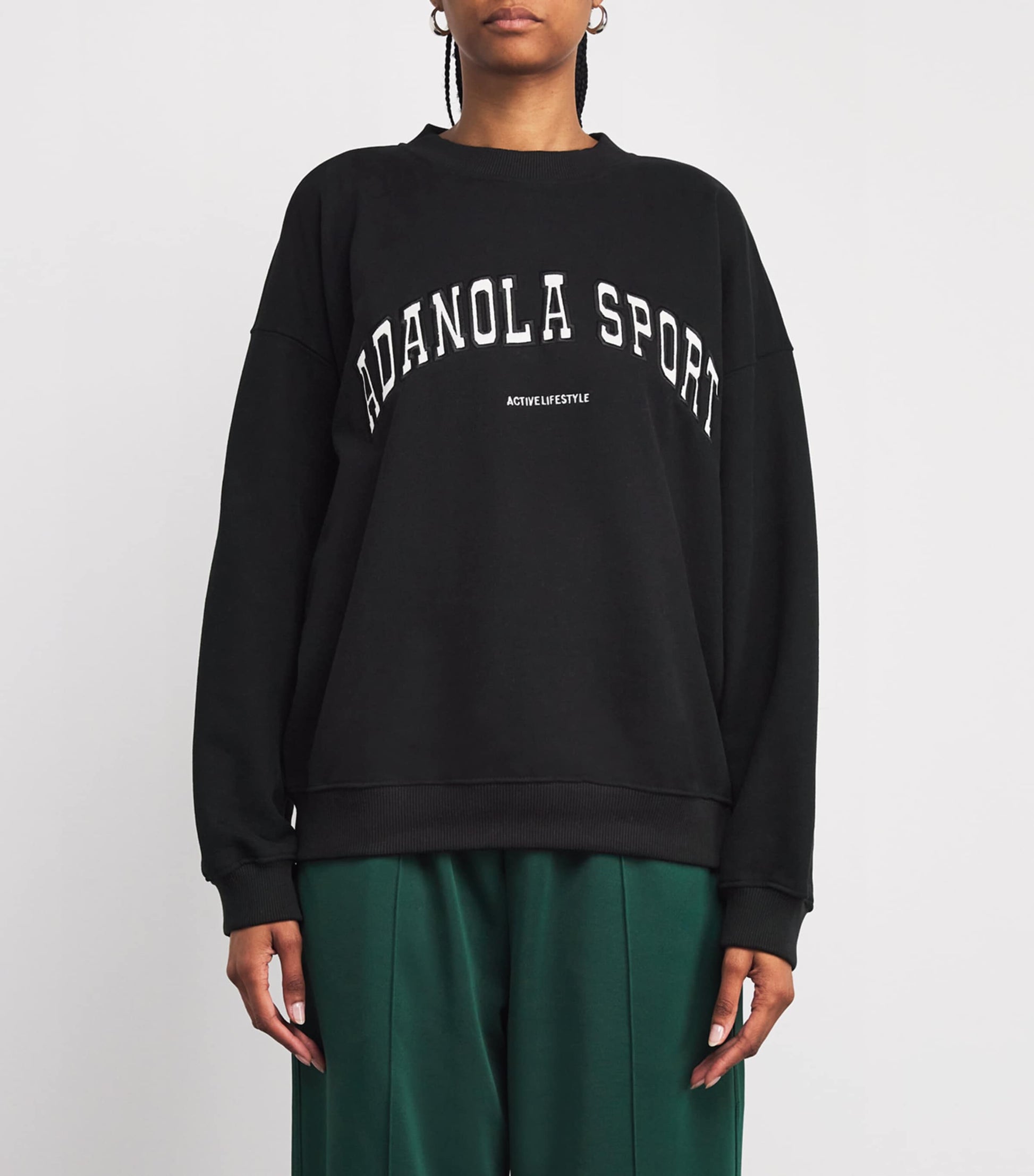 Adanola Black Organic Cotton Logo Sweatshirt