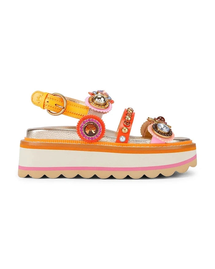Kurt Geiger London Octavia Sling Flatform Kadın Deri Platform Sandalet