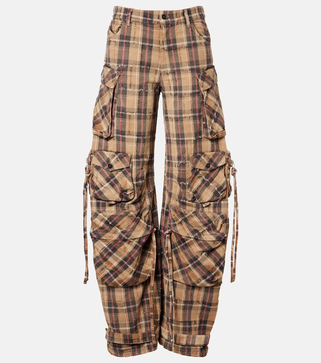 The Attico - Checked cotton flannel cargo pants