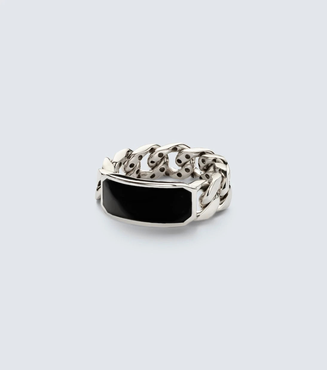Shay Jewelry - خاتم ذهب أبيض عيار 18 قيراط وصلات متداخلة مع الأونيكس