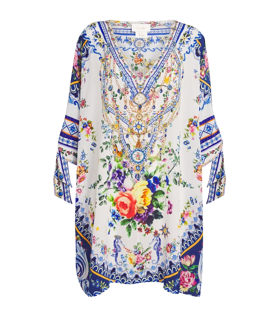 Blue Silk Tiles Darls Short Kaftan