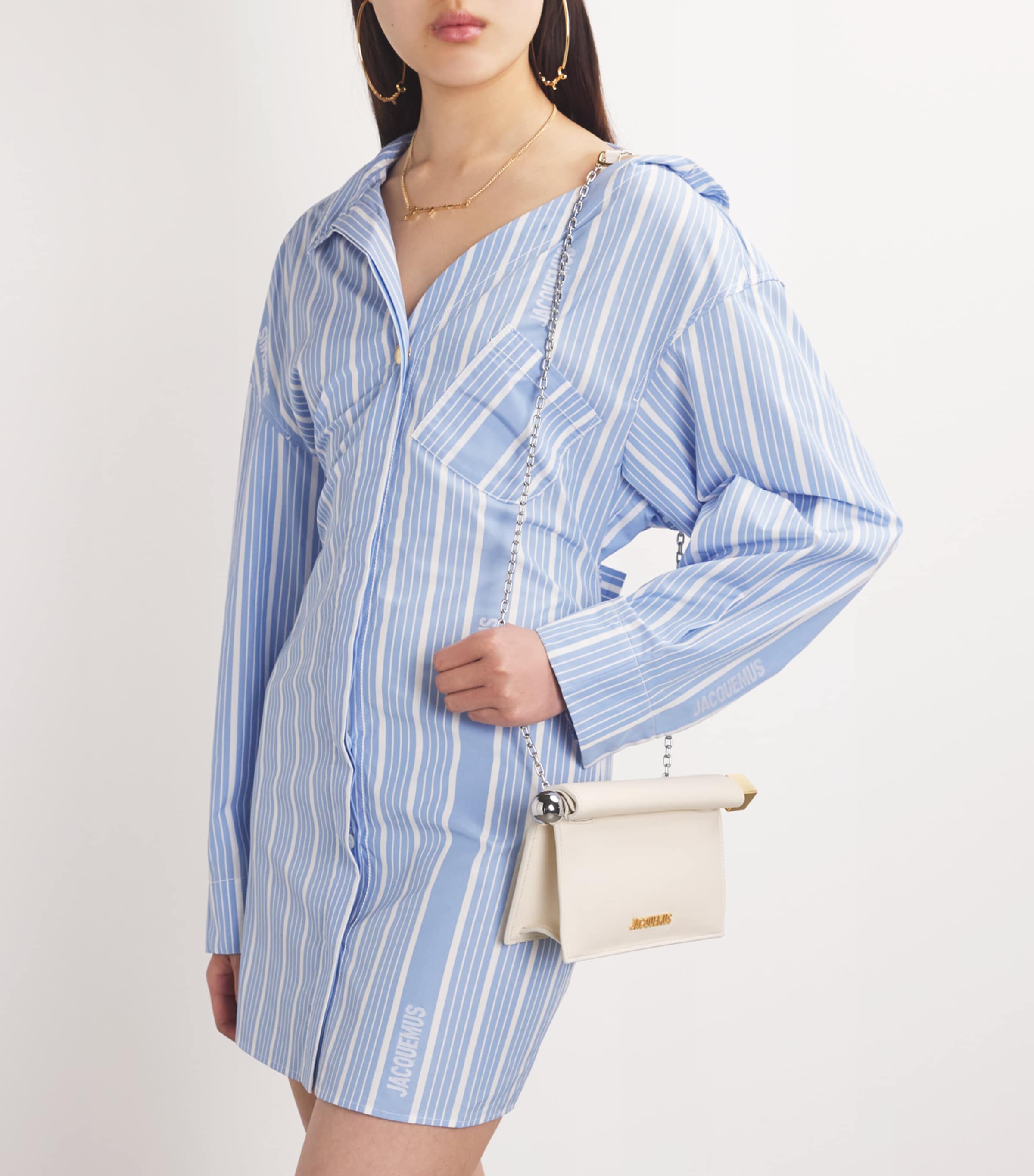 Jacquemus Ivory Leather La Petite Pochette Clutch Bag