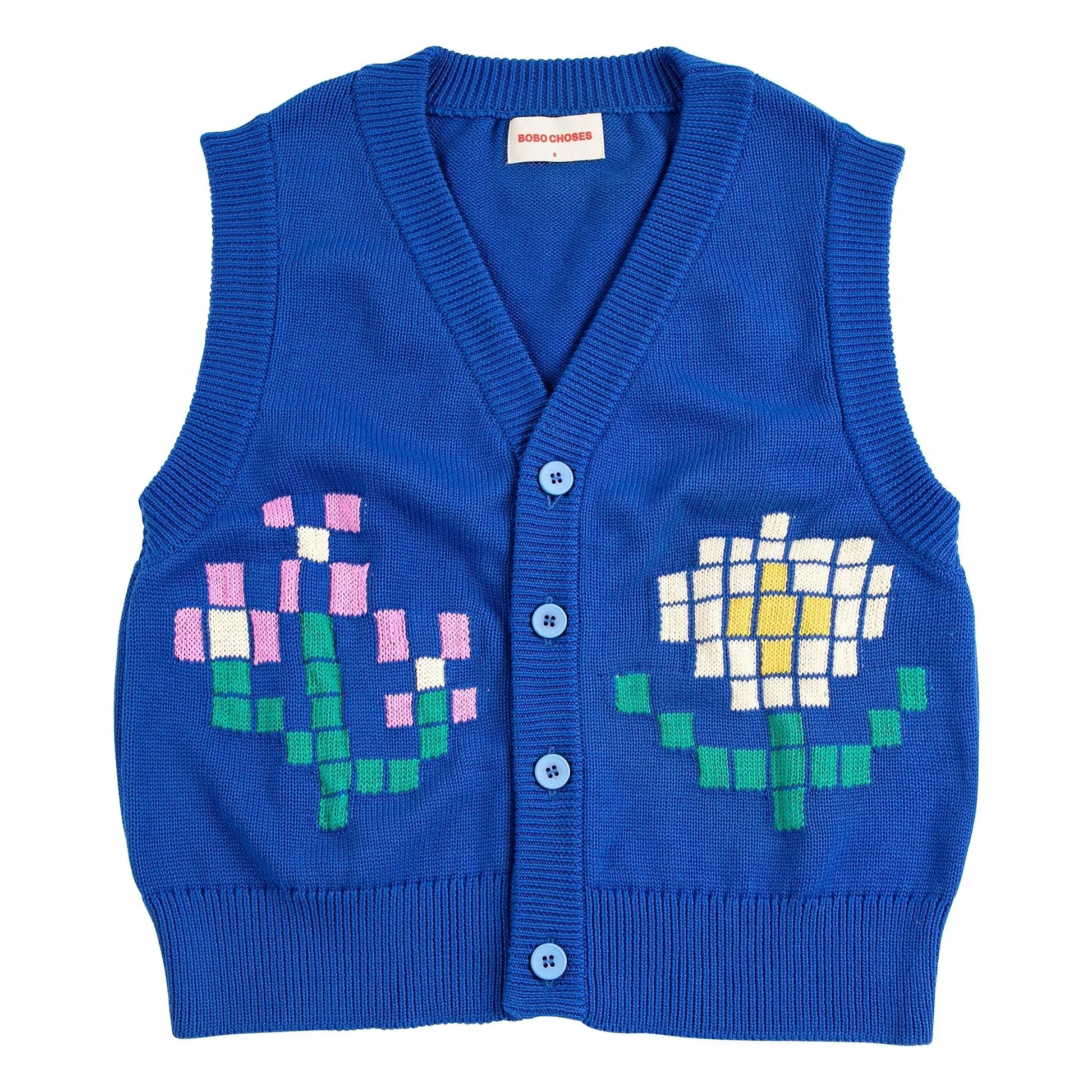 Bobo Choses - Pixel Flower organic cotton cardigan | Blue