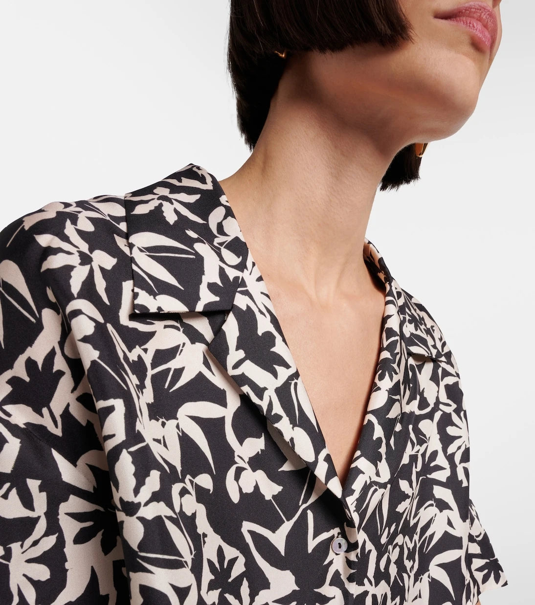 Asceno - Lincoln printed cropped silk twill shirt