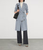 Blue Silk Poplin Long Trench Coat
