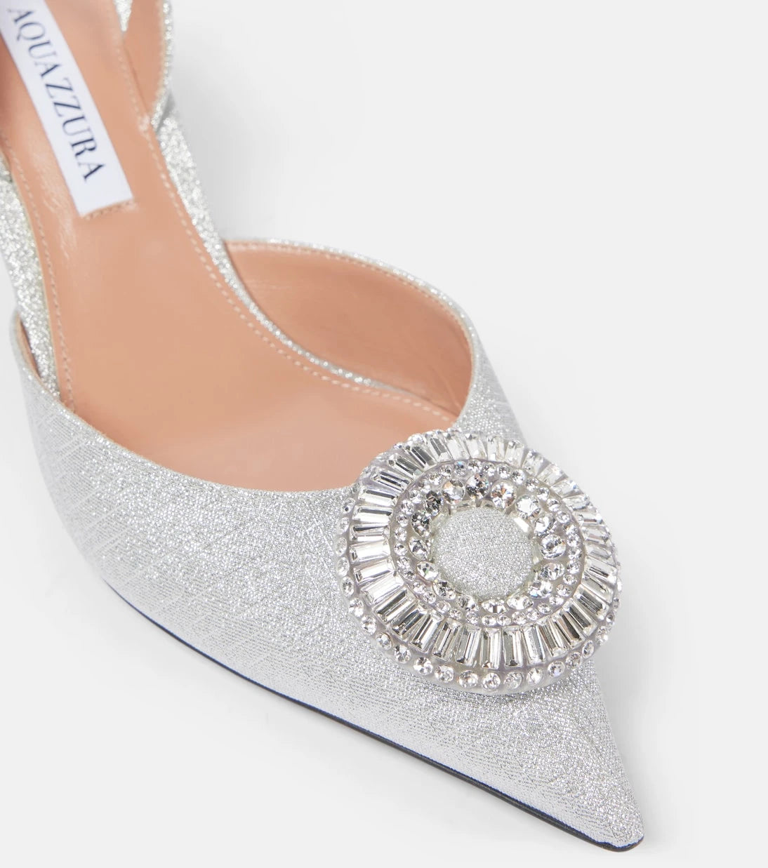 Aquazzura - Crystal Hoop 50 glitter slingback pumps