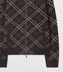 Brown Wool-Blend Check Bomber Jacket
