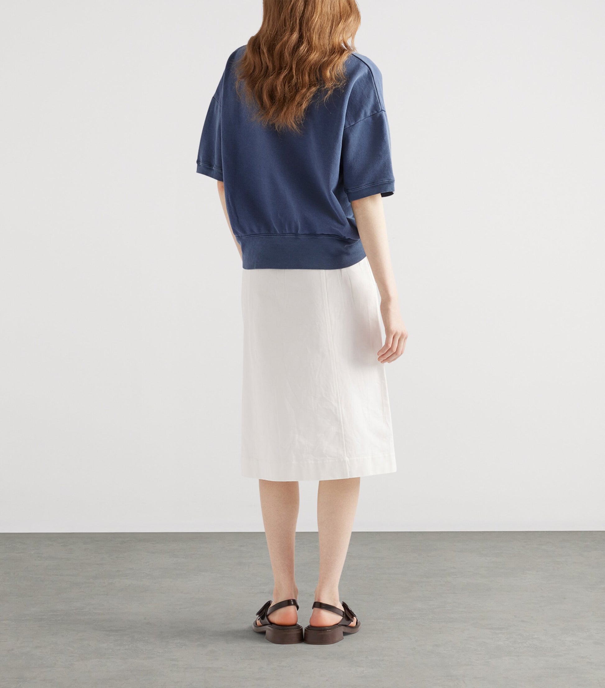 Prada Blue Short-Sleeve Logo Sweatshirt