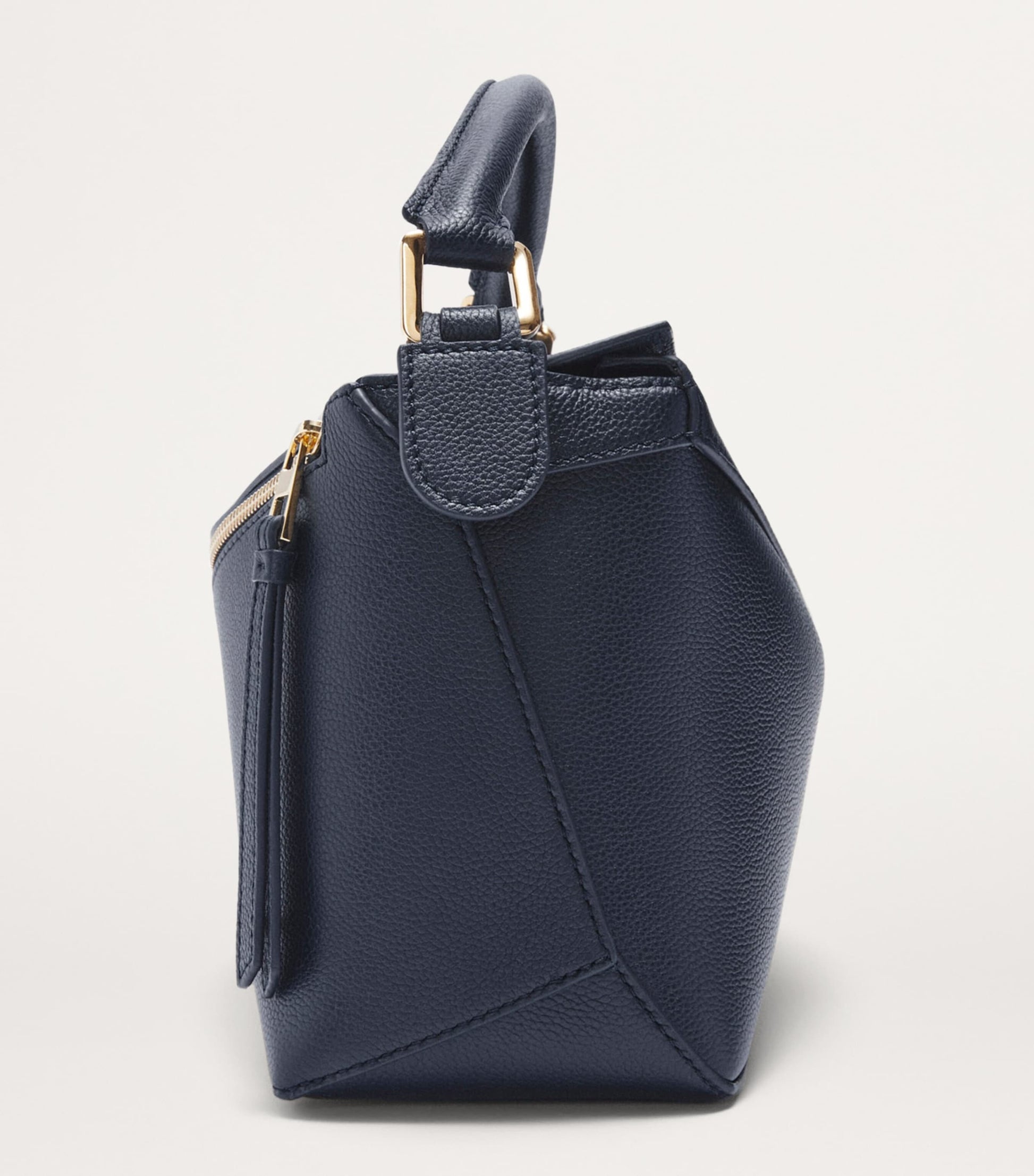 LOEWE Navy Small Leather Puzzle Edge Top-Handle Bag