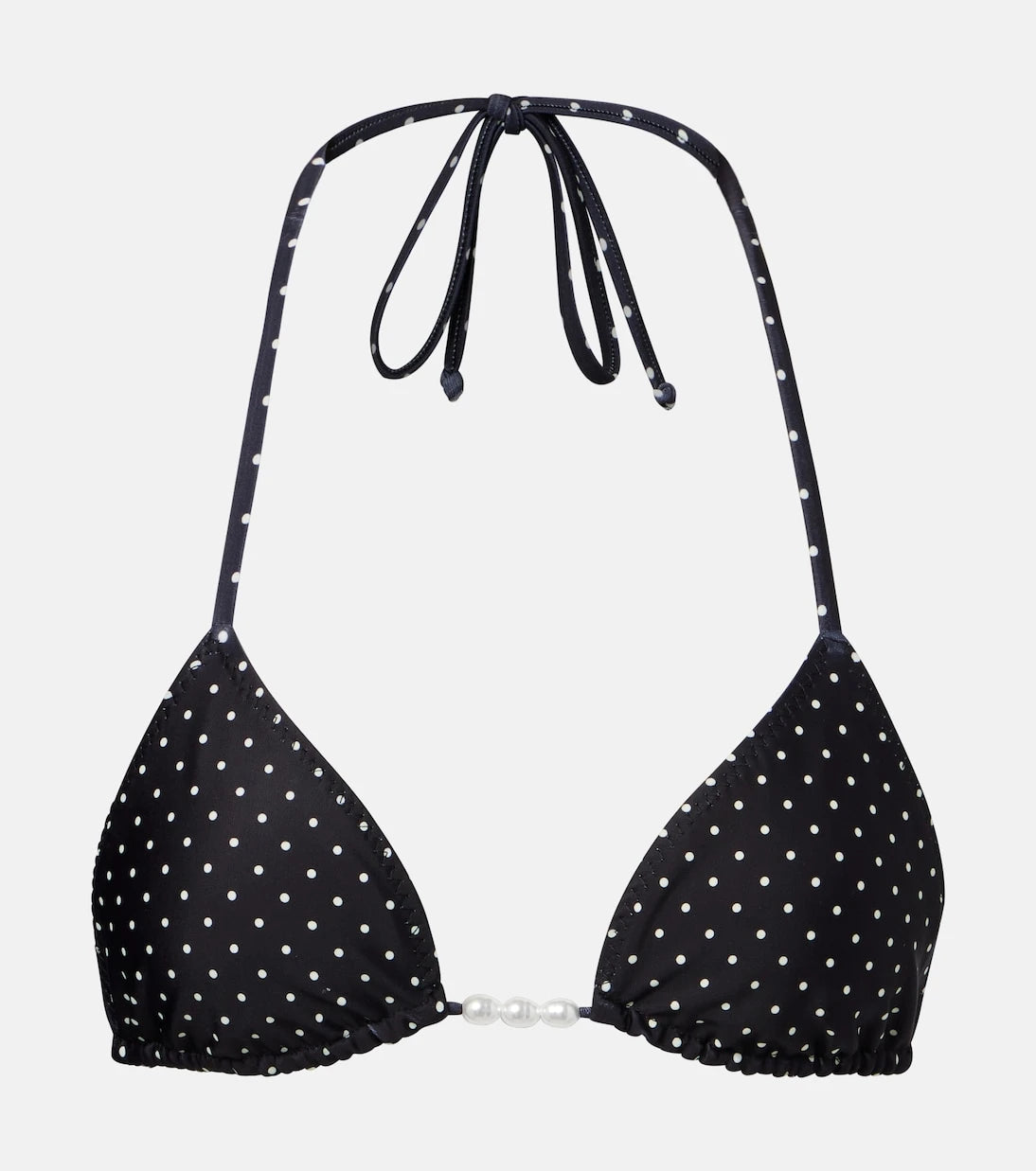 Same - Embellished polka-dot bikini top