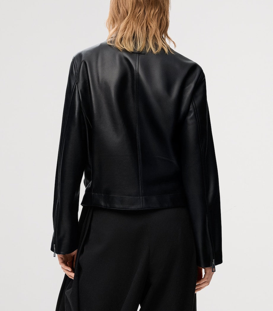 LOEWE Black Leather Buckled Shirt Jacket
