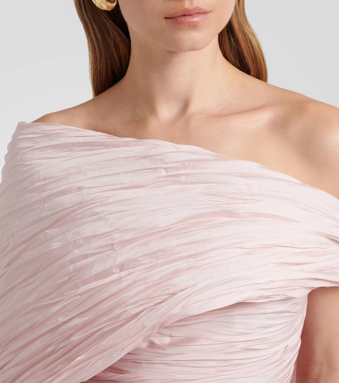 Marmar Halim - Pleated taffeta bustier gown and cape set