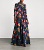 Carolina Herrera Navy Silk Floral Trench Gown
