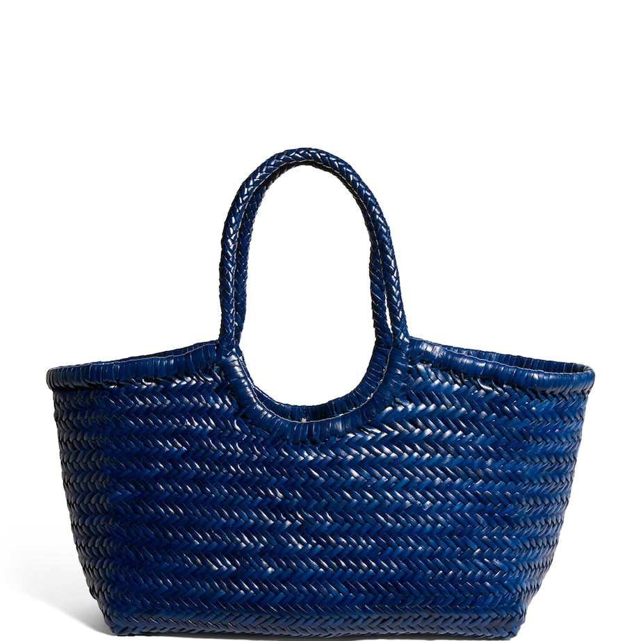 Dragon Diffusion Navy Large Leather Woven Nantucket Tote Bag