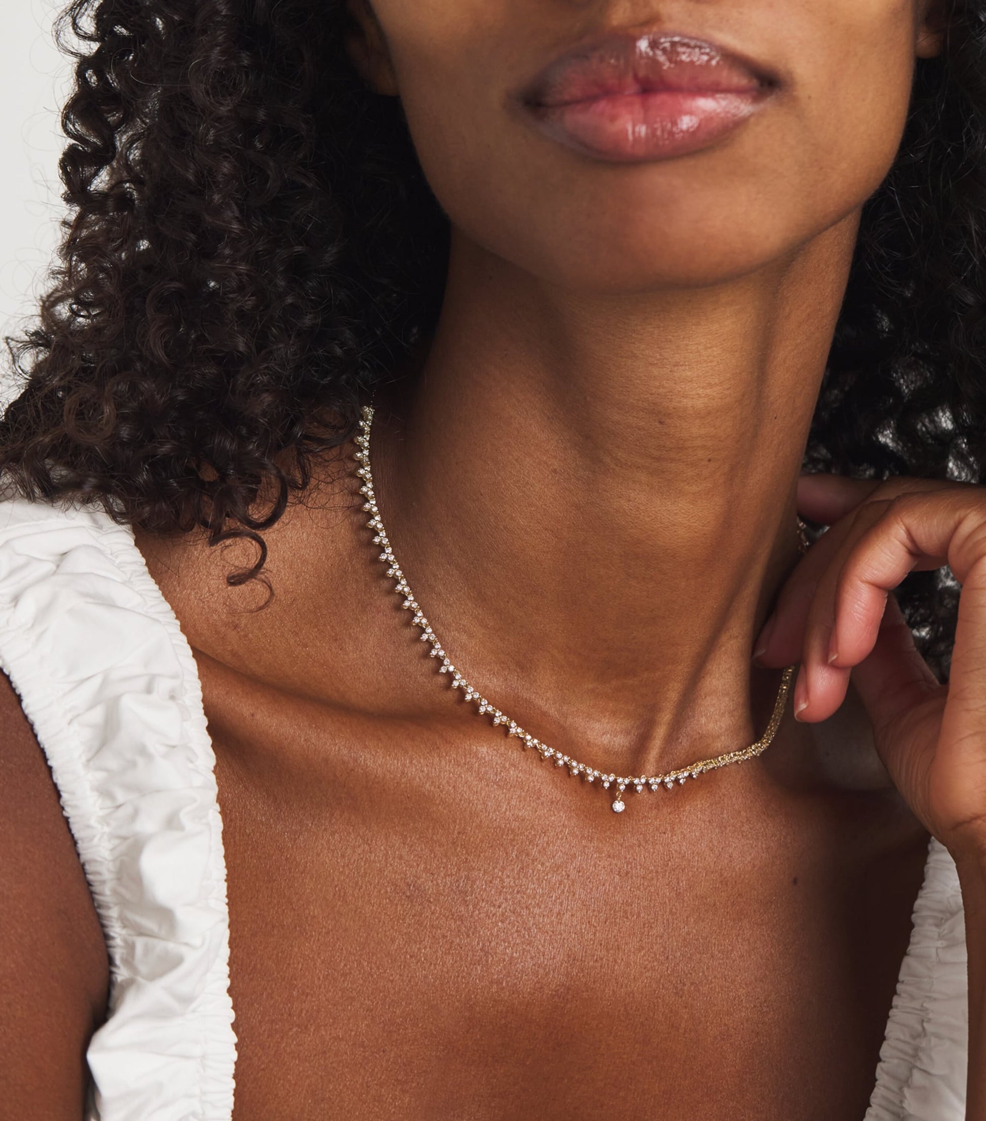 Persée Yellow Gold and Diamond Triangle Tennis Necklace