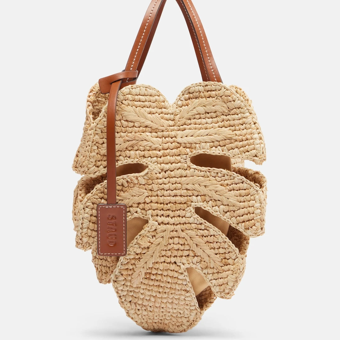 Staud - Palm leather-trimmed raffia top-handle bag